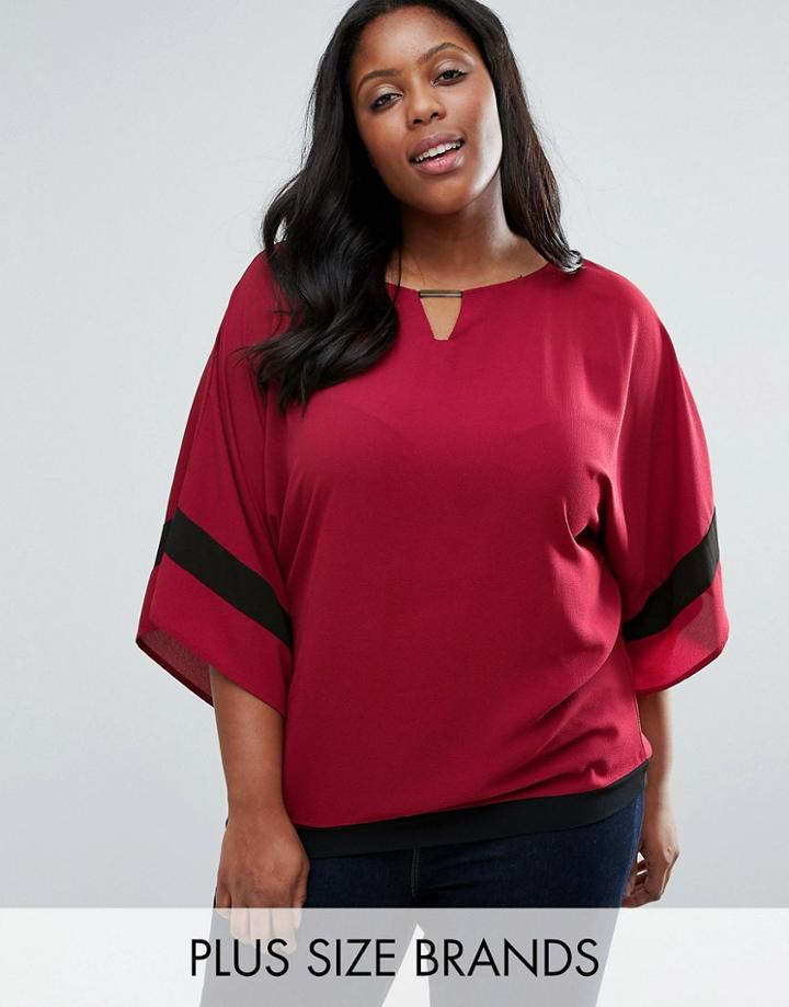 Koko Plus Top With Kimono Sleeves - Red