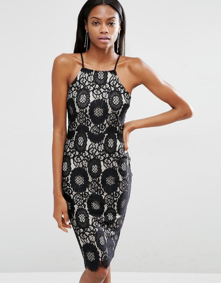 Missguided 90's Neck Lace Midi Dress - Black