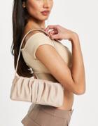 Asos Design Ruched 90s Shoulder Bag In Beige-neutral