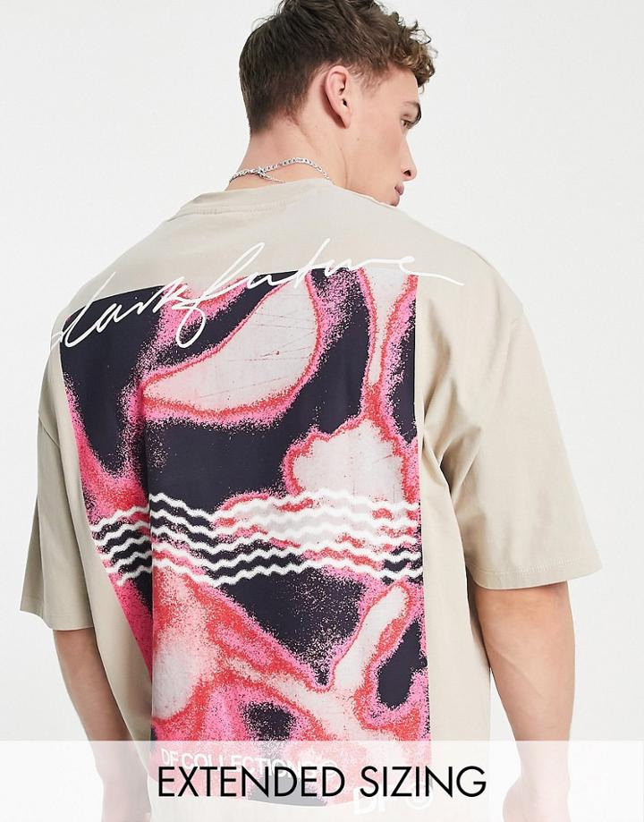 Asos Dark Future Oversized Heavyweight T-shirt With Graphic Prints In Neutral - Part Of A Set