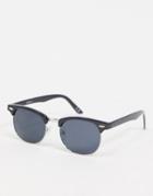 Asos Design Retro Sunglasses In Black With Smoke Lens