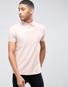 Asos Polo Shirt With Button Down Collar In Pink - Pink