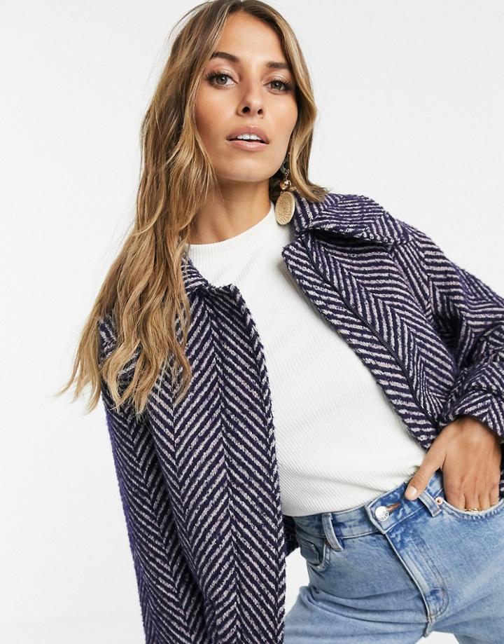& Other Stories Jacket In Herringbone Purple And Gray-multi