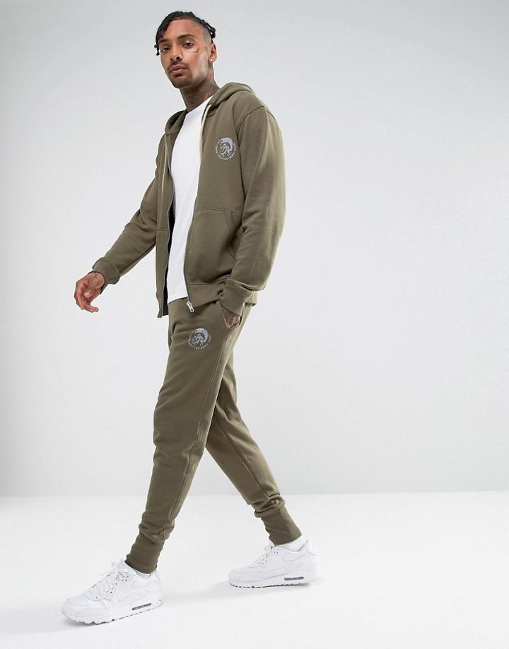 Diesel Cuffed Joggers In Khaki - Green