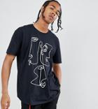 Reclaimed Vintage Inspired Oversized T-shirt With Face Print - Black