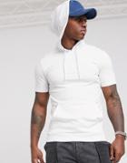 Asos Design Short Sleeve Muscle Hoodie In White - White