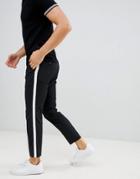 Moss London Skinny Fit Pants With Side Panel - Black