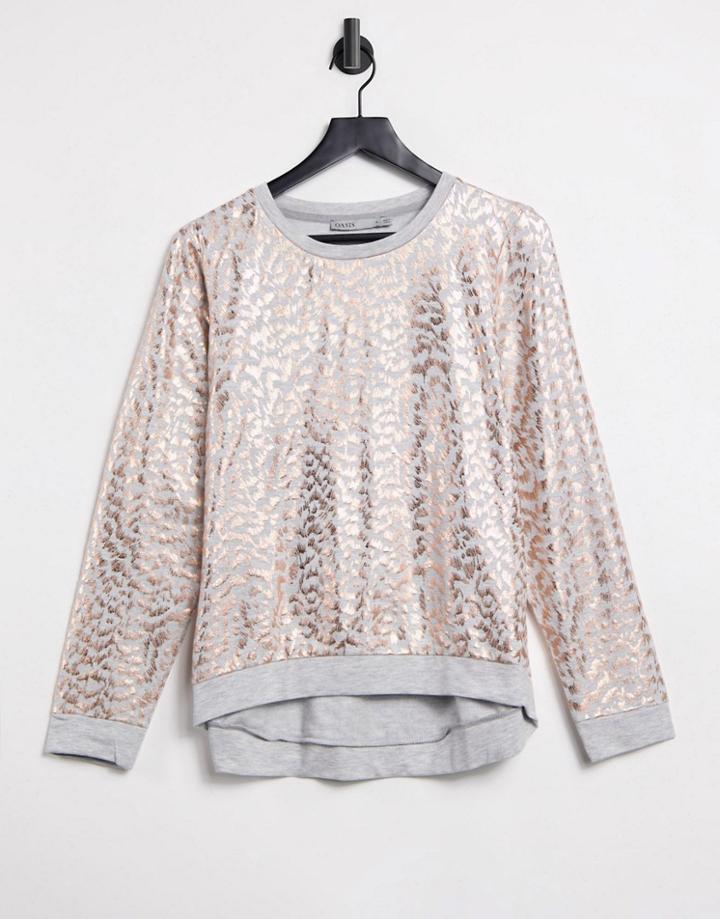 Oasis Textured Animal Foil Sweatshirt In Gray-multi