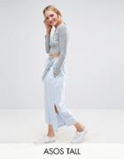 Asos Tall Wide Leg Pants In Shirting With D-ring - Multi