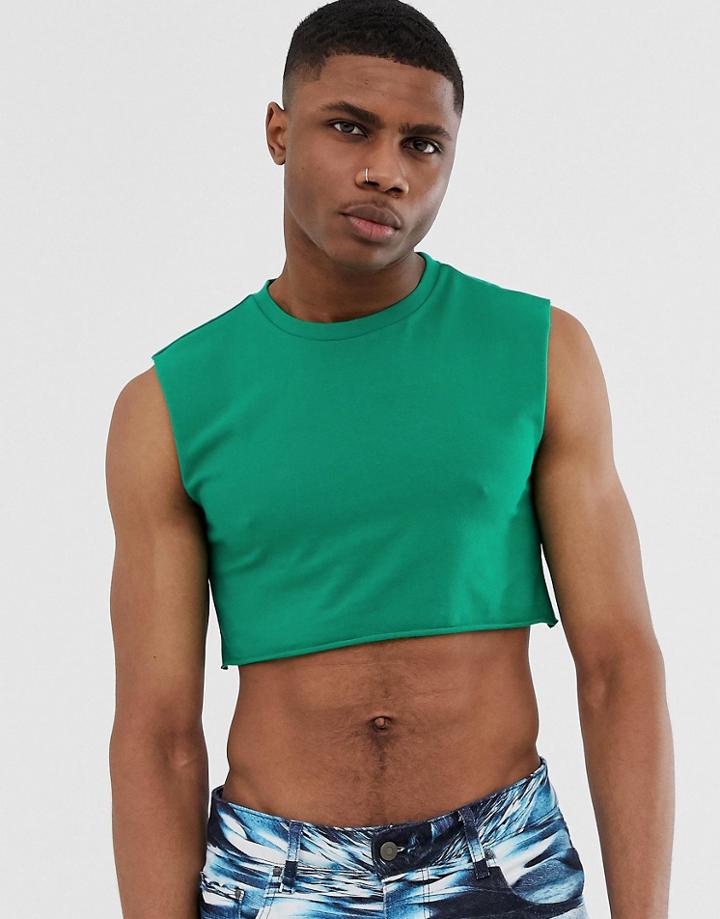 Asos Design Super Cropped Tank In Green