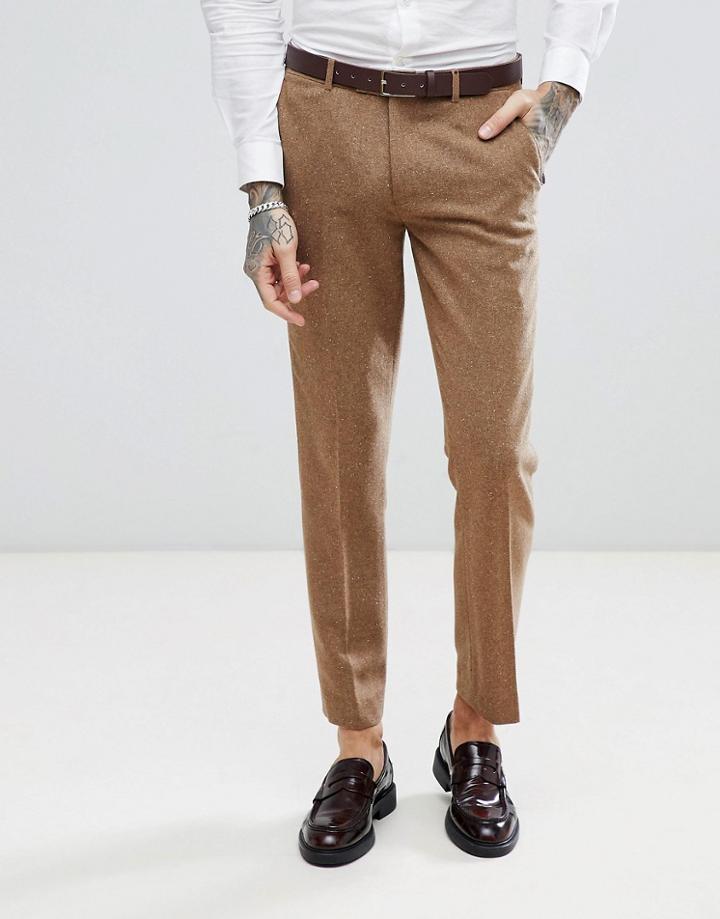 Harry Brown Camel Nep Slim Fit Suit Pants - Tan