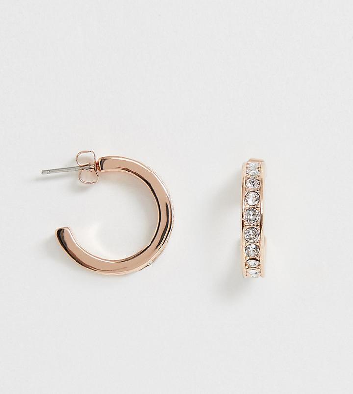 Ted Baker Rose Gold Pave Huggie Hoop Earrings - Gold