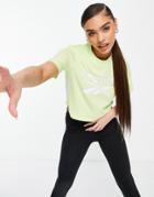 Reebok Training Identity Crop T-shirt In Lime-green