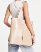 Claudia Canova Two Pocket Shoulder Strap Tote Bag In Tan-neutral