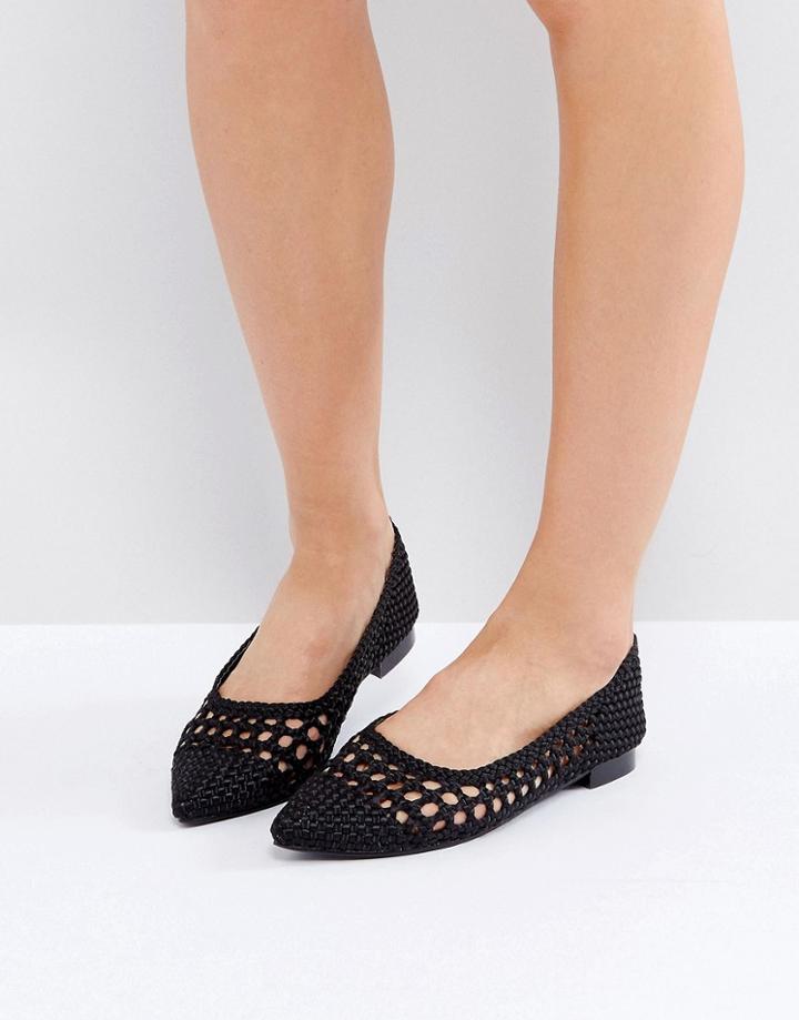 Asos Loophole Weave Ballet Flats - Black