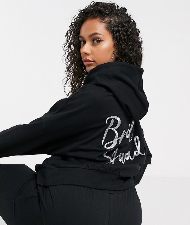 Asos Design Tracksuit Hoodie / Slim Sweatpants With Bride Squad Embroidery In Black