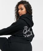 Asos Design Tracksuit Hoodie / Slim Sweatpants With Bride Squad Embroidery In Black