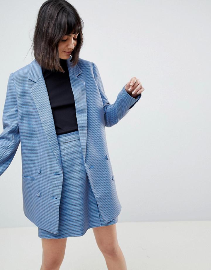 Gestuz Prisilla Blazer In Housetooth Check - Blue