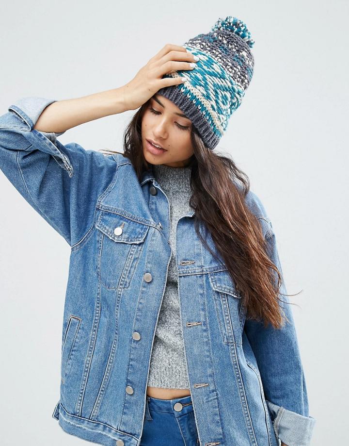 Boardmans Fairlise Knitted Beanie Hat - Blue