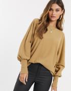 Y.a.s Rib Knitted Batwing Sweater In Brown