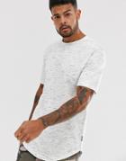 Only & Sons Longline T-shirt In White Fleck