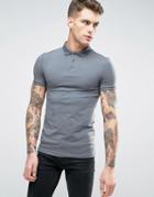 Asos Extreme Muscle Polo Shirt In Gray - Gray