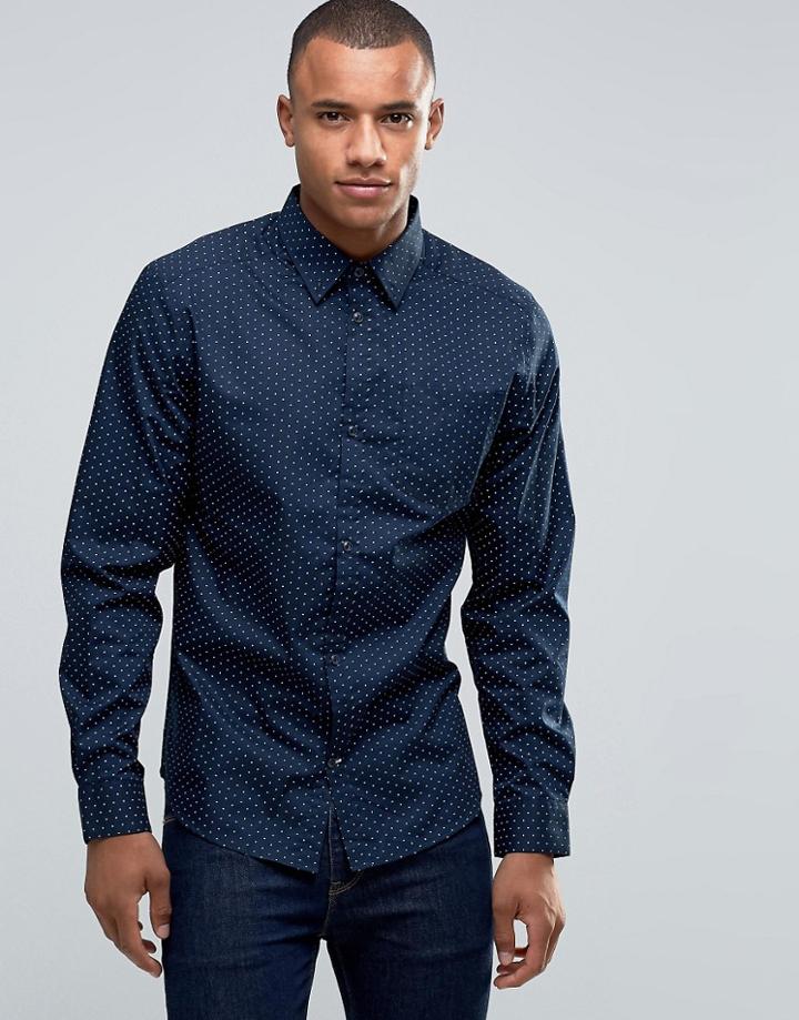 D-struct Small Print Shirt - Navy