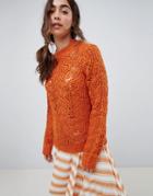 Vero Moda Chunky Cable Knit Sweater - Orange