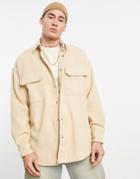 Asos Design Extreme Oversized Wool Mix Shirt In Stone-neutral