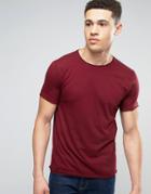 Brave Soul Basic Raw Edge T-shirt - Red