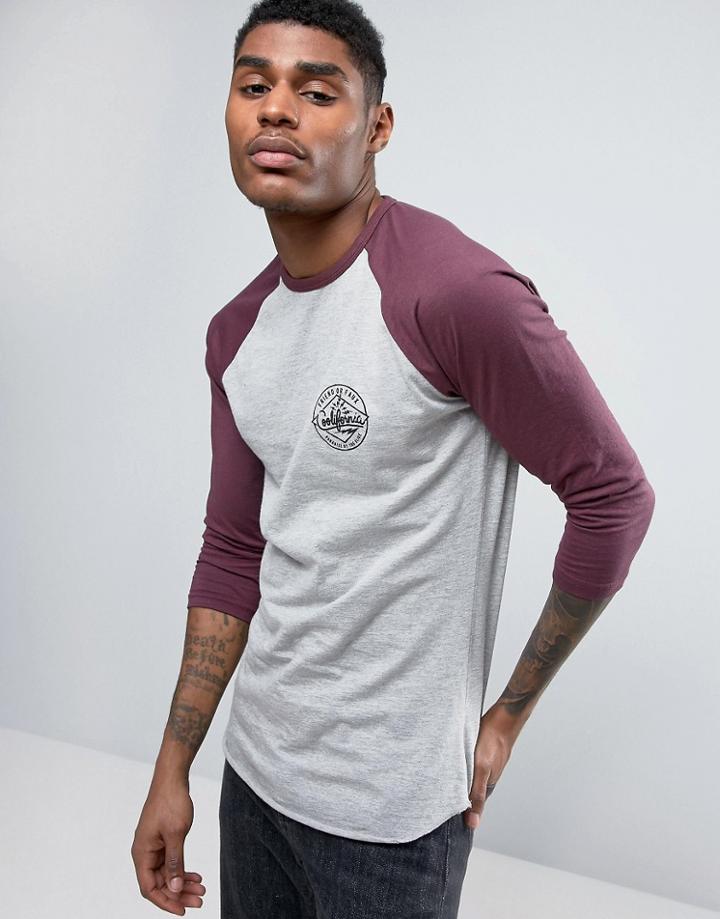 Friend Or Faux Gulf Raglan Long Sleeve Top - Gray