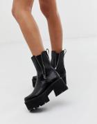 Lamoda Black Chunky Ankle Boots - Black
