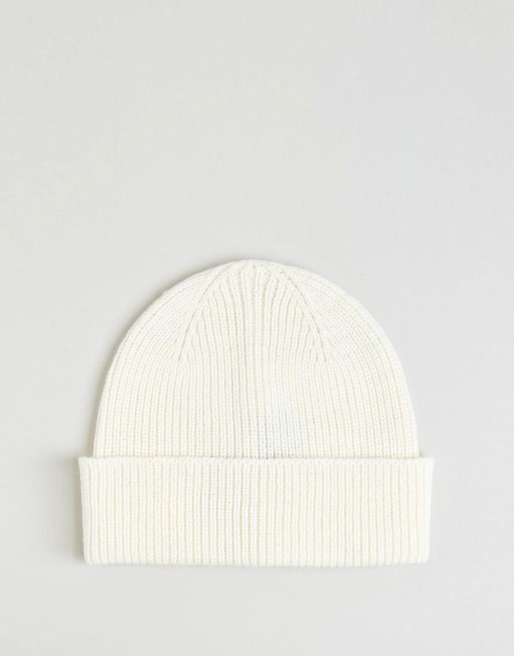 Asos Fisherman Beanie In White - White