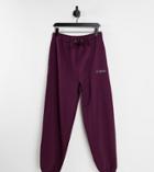 Collusion Unisex Oversized Varsity Sweatpants In Vintage Burgundy - Part Of A Set-red