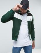 Fred Perry Sports Authentic Color Block Track Jacket In Green - Green