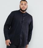 Asos Design Plus Stretch Regular Fit Shirt In Black With Grandad Collar - Black