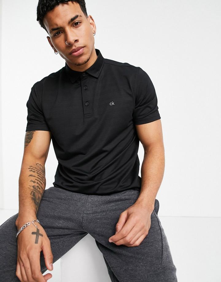 Calvin Klein Triple Stripe Jacquard Polo Top In Black