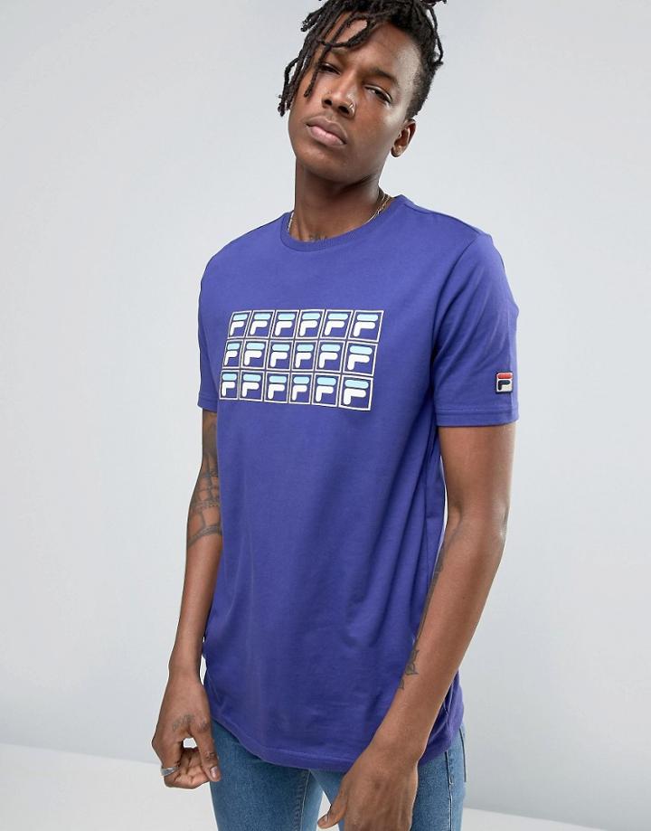 Fila Vintage T-shirt With Repeat Logo - Purple