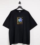 Reclaimed Vintage Inspired Flower Print T-shirt In Black