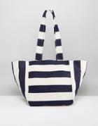 Missguided Striped Oversized Beach Bag - Blue