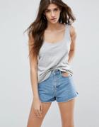 Asos The Ultimate Tank With Curved Hem - Gray