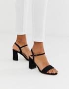 Office Modesty Block Heel Sandals - Black