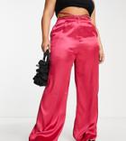 The Frolic Plus Satin Wide Leg Pants In Pink