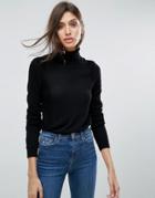 Asos Sweater With Roll Neck And Rib Detail - Black