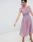 Little Mistress Jewel Trim Maxi Dress - Pink