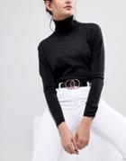 Asos Double Circle Waist & Hip Belt With Rose Gold Fittings - Black