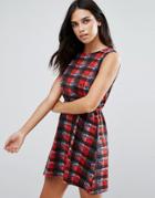 Pussycat London Check Skater Dress - Red
