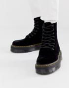 Dr Martens Jadon Platform Boots In Velvet-black