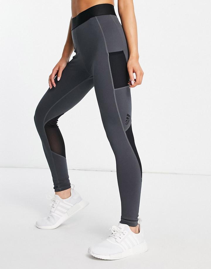 Adidas Training Period Play 7/8 Leggings In Dark Gray