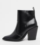 Asos Design Wide Fit Emmy Western Heeled Boots In Black